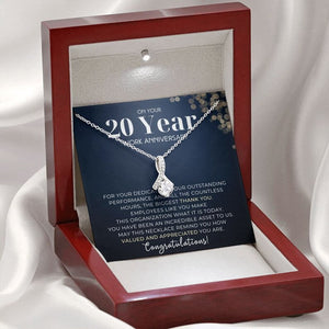 20 Year Work Anniversary Appreciation Alluring Beauty Necklace, Employee Years of Service Recognition Jewelry, Employee Congratulations Gift 20 Years