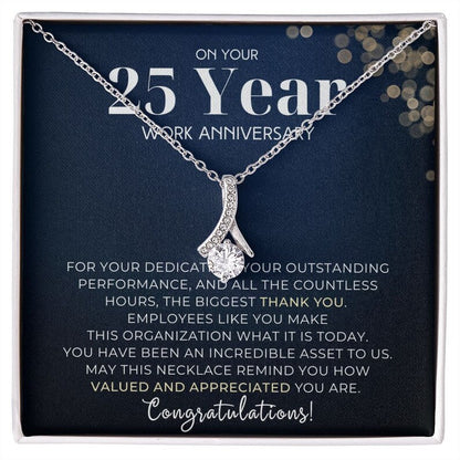 25 Year Work Anniversary Appreciation Alluring Beauty Necklace, Employee Years of Service Recognition Jewelry, Employee Congratulations Gift 25 Years