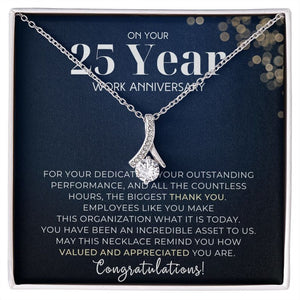 25 Year Work Anniversary Appreciation Alluring Beauty Necklace, Employee Years of Service Recognition Jewelry, Employee Congratulations Gift 25 Years