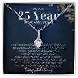 25 Year Work Anniversary Appreciation Alluring Beauty Necklace, Employee Years of Service Recognition Jewelry, Employee Congratulations Gift 25 Years