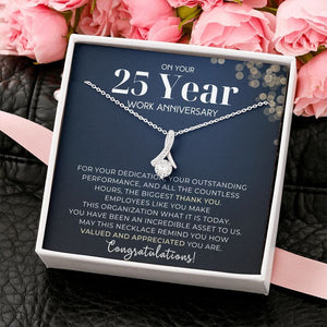 25 Year Work Anniversary Appreciation Alluring Beauty Necklace, Employee Years of Service Recognition Jewelry, Employee Congratulations Gift 25 Years
