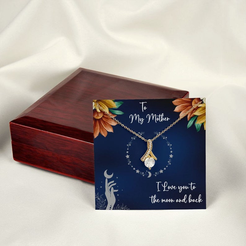 Jewelry, Necklace, Message Card, Mother's Day Gift, Starry Circle, To The Moon And Back, Alluring Beauty Necklace Gift, To Mom From Daughter Son