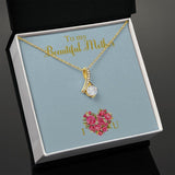 Alluring Beauty Necklace for Mom, Heart Shape Flowers, With Message Card, Mother's Day Gift, To My Beautiful Mother, I Love You