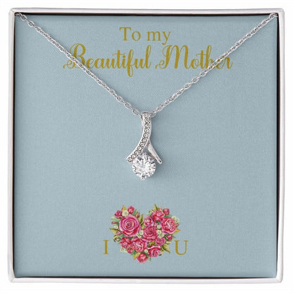 Alluring Beauty Necklace for Mom, Heart Shape Flowers, With Message Card, Mother's Day Gift, To My Beautiful Mother, I Love You