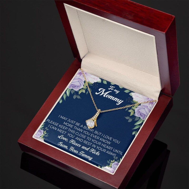 Jewelry, Necklace, Message Card, From Tummy To New Mom, Mother's Day Gift, Purple Rose Corner, Alluring Beauty Necklace Gift