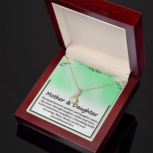 Alluring Beauty Necklace, Gift For Mom, With Message Card, Green Background, Mother And Daughter, Mother's Day Gift