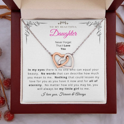 To My Daughter Interlocking Hearts Necklace, Gift For Daughter from Mom Dad, Parents Gift To Daughter, Daughter Mother Father Necklace