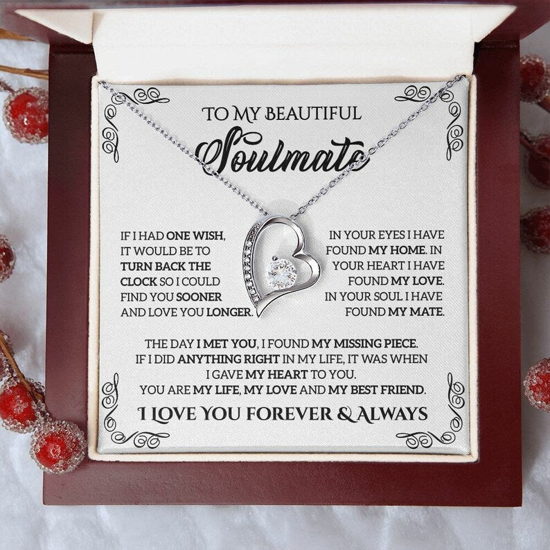 To My Soulmate, Forever Love Necklace, Valentine Gifts For Her, Gift For Girlfriend Wife