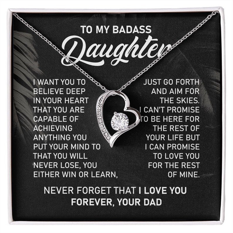 To My Badass Daughter Necklace, Forever Love Necklace, Daughter Jewelry