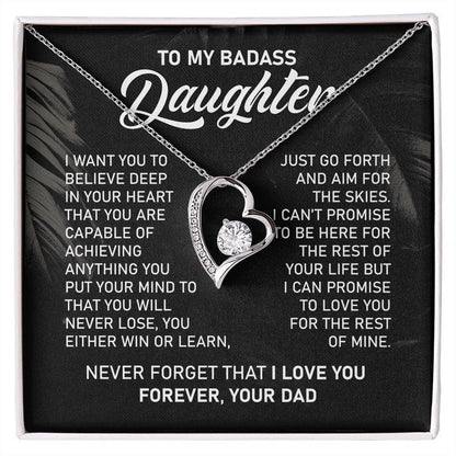 To My Badass Daughter Necklace, Forever Love Necklace, Daughter Jewelry