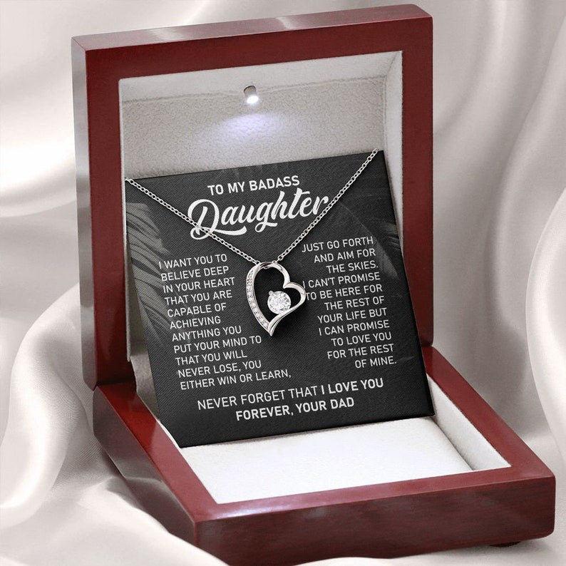 To My Badass Daughter Necklace, Forever Love Necklace, Daughter Jewelry