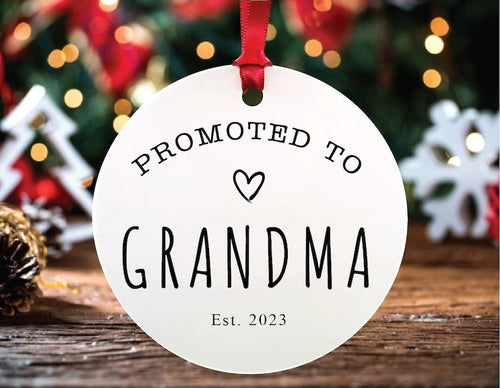 Promoted To Grandma  #1 Est Christmas Ornament, Customizable Grandparent Gifts, Grandparent Ornament, Grandparent Gift, New Grandparent Gift