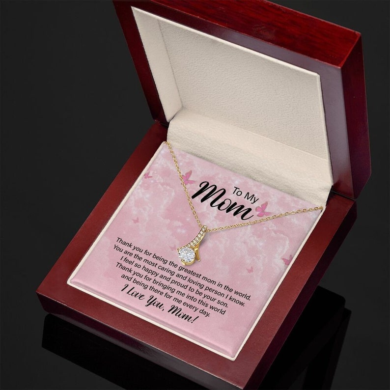 Jewelry, Necklace, Message Card, Mother's Day Gift, Pink Sky, Butterfly, Alluring Beauty Necklace Gift, To Mom From Daughter Son