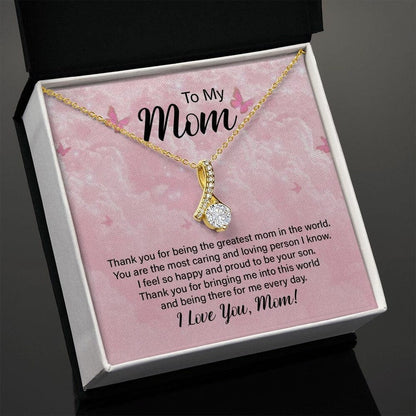 Jewelry, Necklace, Message Card, Mother's Day Gift, Pink Sky, Butterfly, Alluring Beauty Necklace Gift, To Mom From Daughter Son