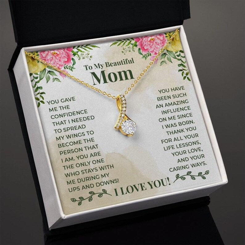 Jewelry, Necklace, Message Card, Mother's Day Gift, Colorful Flowers, Alluring Beauty Necklace Gift, To Mom From Daughter Son