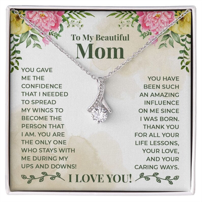 Jewelry, Necklace, Message Card, Mother's Day Gift, Colorful Flowers, Alluring Beauty Necklace Gift, To Mom From Daughter Son
