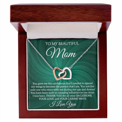 To My Beautiful Mom Necklace, Interlocking Hearts Necklace, Mother Gift, Mother Jewelry