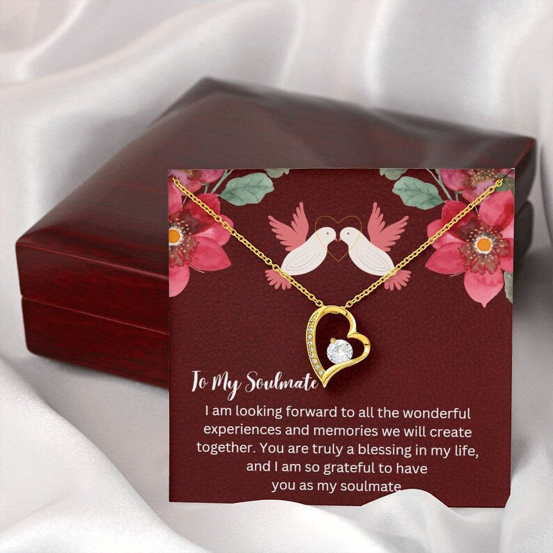 Valentine Gift Present From Soulmate Forever Love Necklace from boyfriend / Husband, Luxury Jewelry Box with Message Card