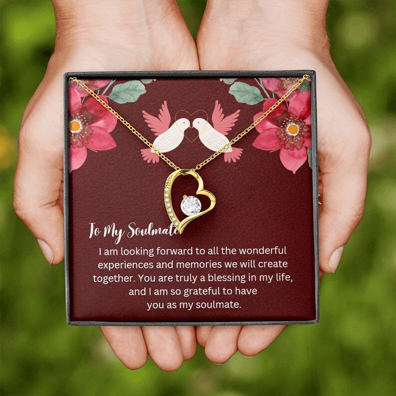 Valentine Gift Present From Soulmate Forever Love Necklace from boyfriend / Husband, Luxury Jewelry Box with Message Card