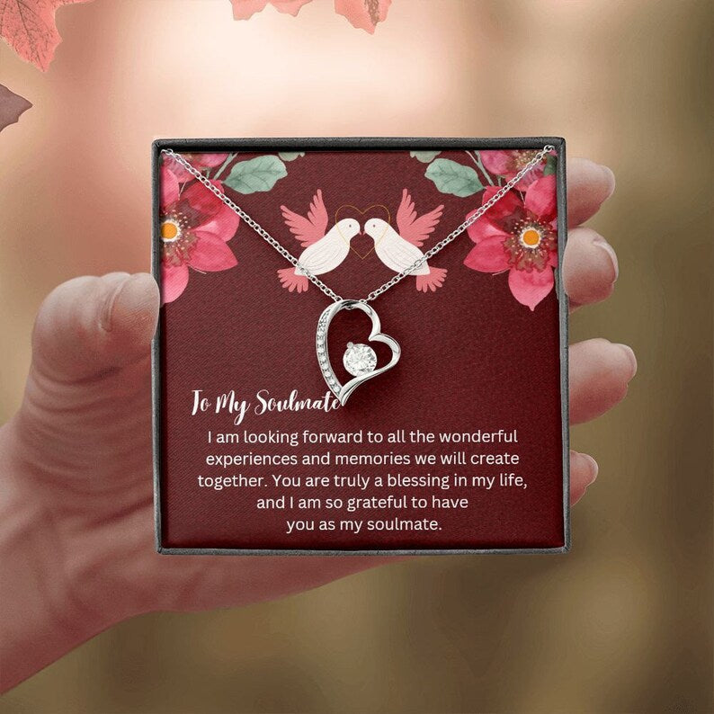 Valentine Gift Present From Soulmate Forever Love Necklace from boyfriend / Husband, Luxury Jewelry Box with Message Card