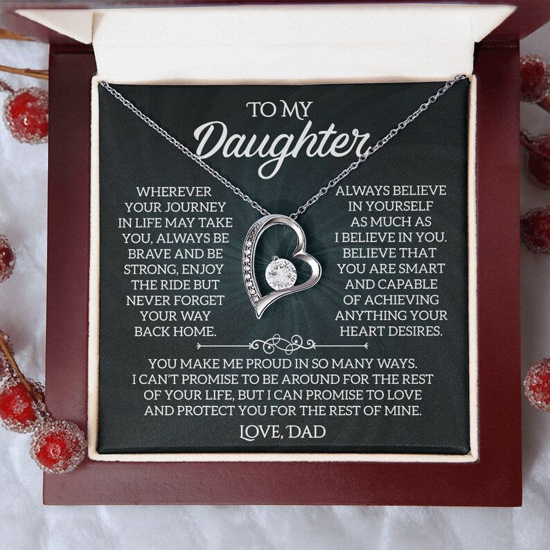 To My Daughter Necklace, Forever Love Necklace, Gift From Dad, Daughter Jewelry