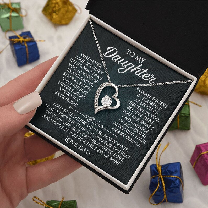 To My Daughter Necklace, Forever Love Necklace, Gift From Dad, Daughter Jewelry