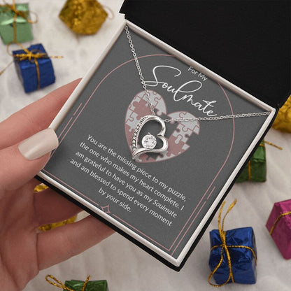 My Soulmate Forever Love Necklace Gift For Her, Wife, Girlfriend, Anniversary, Wedding, Valentine, Birthday with Message Card, For my Love