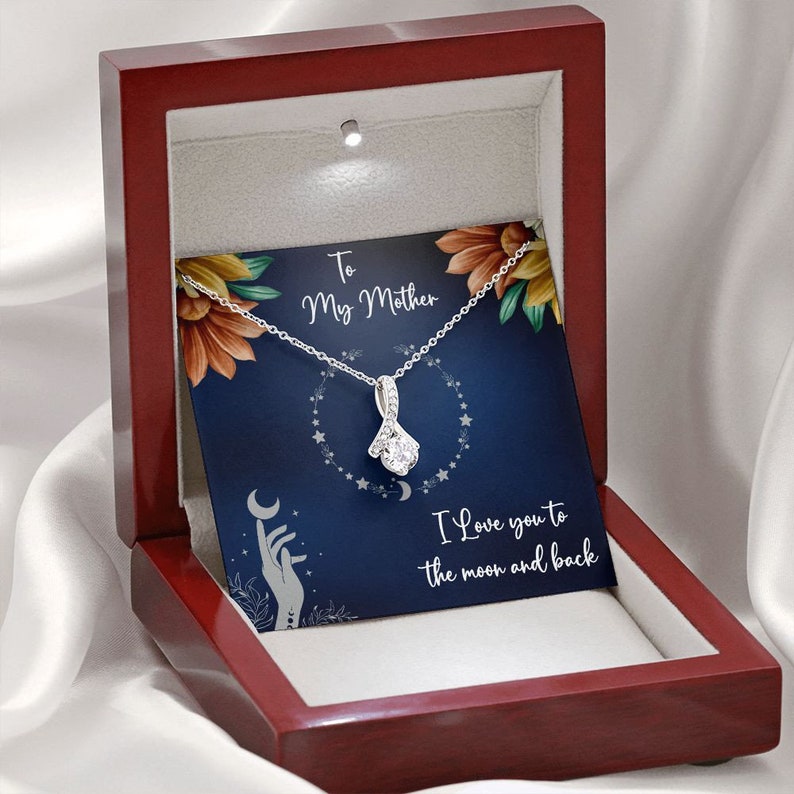 Jewelry, Necklace, Message Card, Mother's Day Gift, Starry Circle, To The Moon And Back, Alluring Beauty Necklace Gift, To Mom From Daughter Son