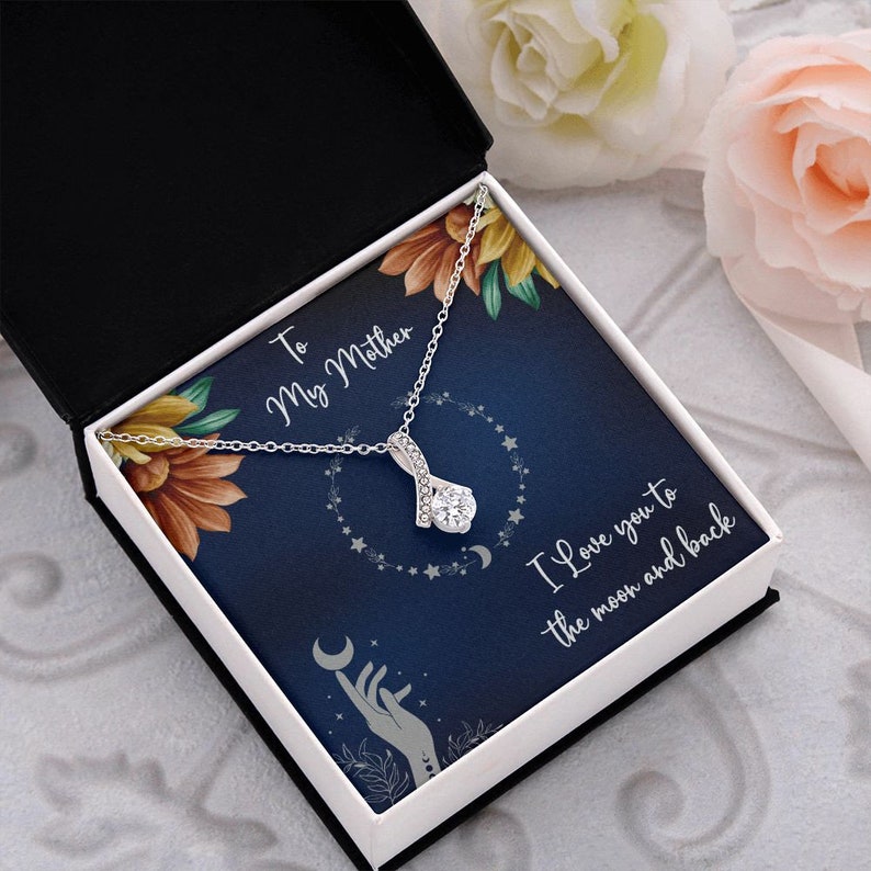Jewelry, Necklace, Message Card, Mother's Day Gift, Starry Circle, To The Moon And Back, Alluring Beauty Necklace Gift, To Mom From Daughter Son