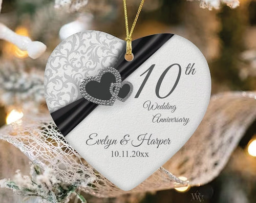 Personalized Wedding Anniversary Gift For Him, 10Th Anniversary Ornament, Wedding Anniversary Gift For Couple, Valentines Day Gift For Her