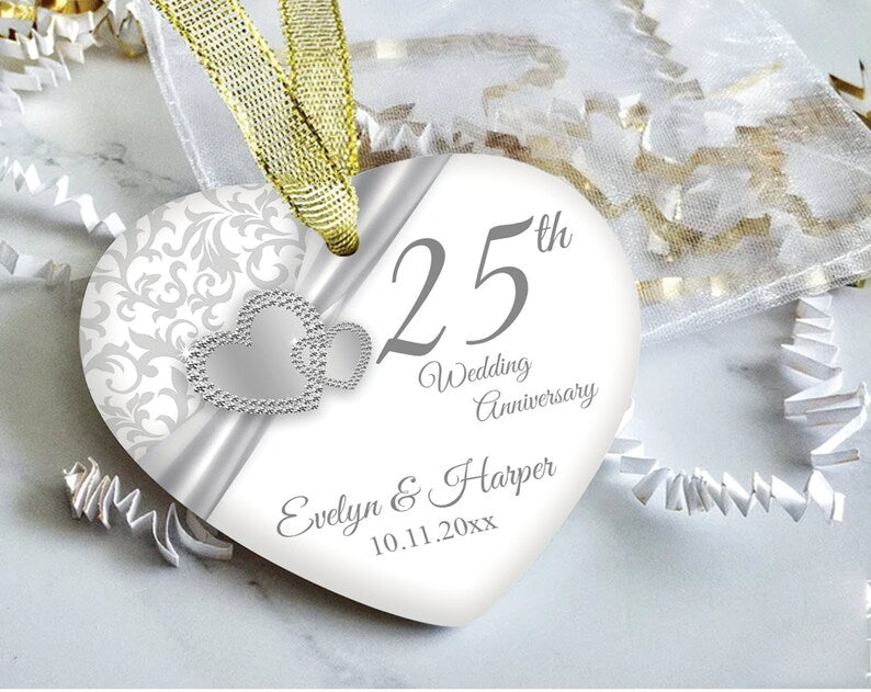 Personalized Wedding Anniversary Gift, 25Th Anniversary Ornament, Custom Anniversary Gift For Couple, Valentines Day Gift For Her