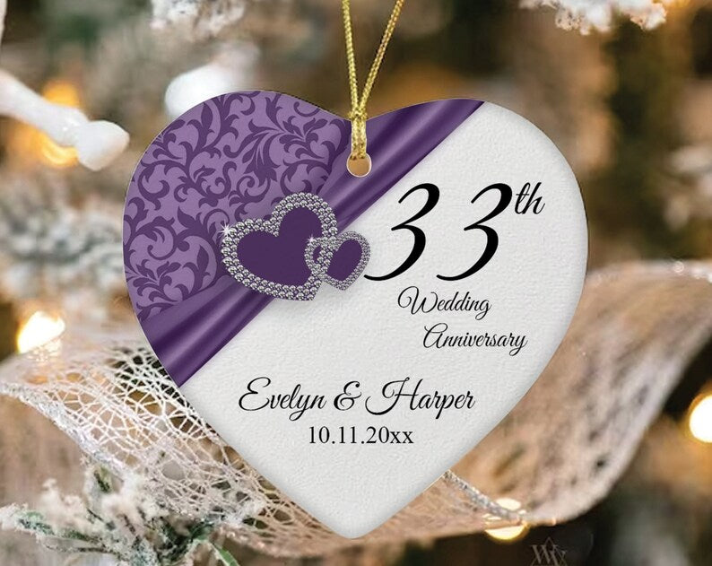 Personalized Wedding Anniversary Gift, 33Th Anniversary Ornament, Custom Gift For Couple, Valentines Day Gift,Anniversary Gift For Mom & Dad