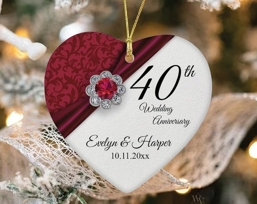 Personalized Wedding Anniversary Gift, 40Th Anniversary Ornament, Custom Gift For Couple, Valentines Day Gift Anniversary Gift For Mom & Dad