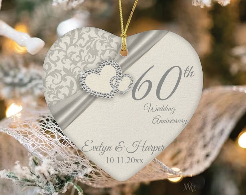 60Th Anniversary Ornament, Personalized Wedding Anniversary Gift, Custom Gift For Couple, Valentines Day Gift, Anniversary Gift For Mom, Dad