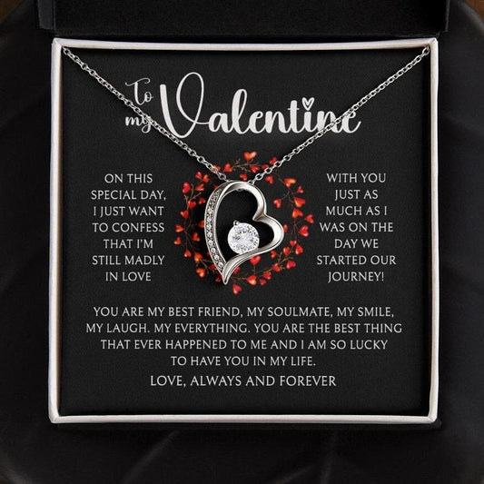 To My Valentine, Valentines Day Gift, To My Wife Girlfriend Soulmate Valentine Gift, Forever Love White Gold or Yellow Gold Necklace