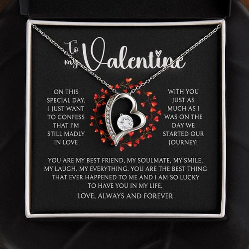 To My Valentine, Valentines Day Gift, To My Wife Girlfriend Soulmate Valentine Gift, Forever Love White Gold or Yellow Gold Necklace