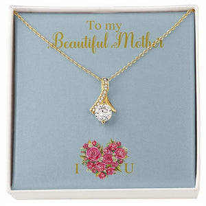 Alluring Beauty Necklace for Mom, Heart Shape Flowers, With Message Card, Mother's Day Gift, To My Beautiful Mother, I Love You