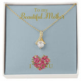 Alluring Beauty Necklace for Mom, Heart Shape Flowers, With Message Card, Mother's Day Gift, To My Beautiful Mother, I Love You