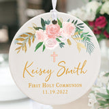 First Holy Communion Personalised Souvenir Gift Flower Cross Ceramic Communion Decoration