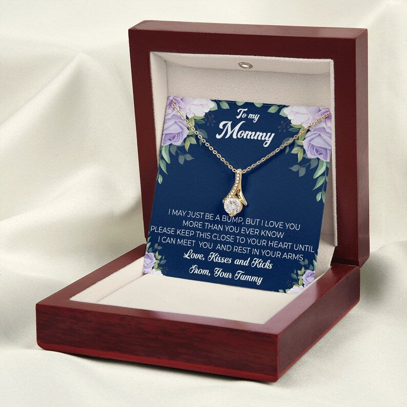 Jewelry, Necklace, Message Card, From Tummy To New Mom, Mother's Day Gift, Purple Rose Corner, Alluring Beauty Necklace Gift