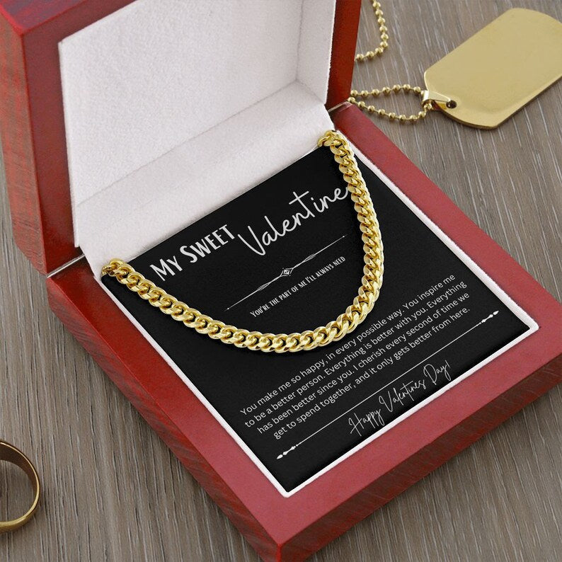 My Sweet Valentine Gift For Him, Cuban Link Chain, Valentines Gift Ideas, Husband Valentine, Boyfriend Valentine, Cuban Link Chain Men