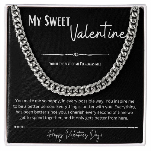 My Sweet Valentine Gift For Him, Cuban Link Chain, Valentines Gift Ideas, Husband Valentine, Boyfriend Valentine, Cuban Link Chain Men