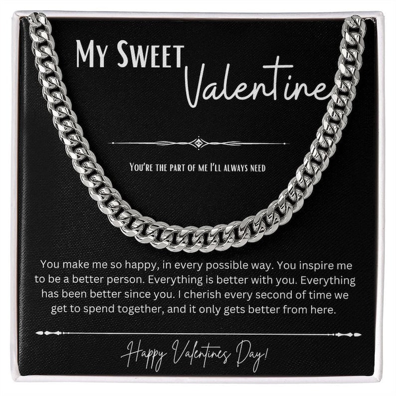 My Sweet Valentine Gift For Him, Cuban Link Chain, Valentines Gift Ideas, Husband Valentine, Boyfriend Valentine, Cuban Link Chain Men