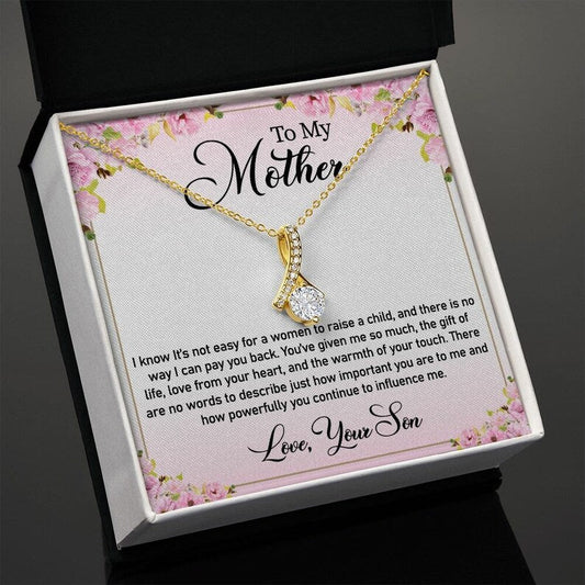 Jewelry, Necklace, Personalized Message Card, Pink Flower Corner, Mother's Day Gift, Alluring Beauty Necklace Gift For Mom From Daughter Son