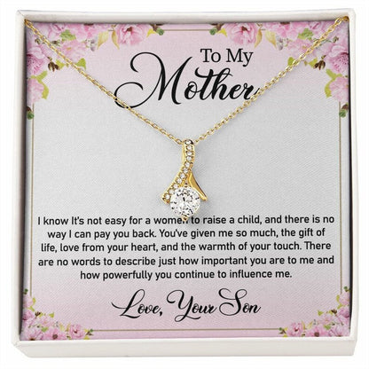 Jewelry, Necklace, Personalized Message Card, Pink Flower Corner, Mother's Day Gift, Alluring Beauty Necklace Gift For Mom From Daughter Son