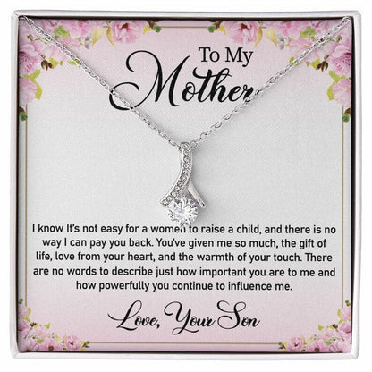 Jewelry, Necklace, Personalized Message Card, Pink Flower Corner, Mother's Day Gift, Alluring Beauty Necklace Gift For Mom From Daughter Son