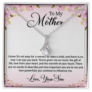 Jewelry, Necklace, Personalized Message Card, Pink Flower Corner, Mother's Day Gift, Alluring Beauty Necklace Gift For Mom From Daughter Son