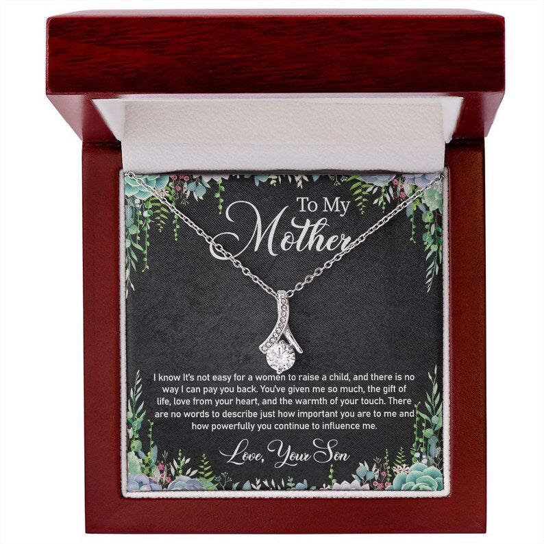 Jewelry, Necklace, Personalized Message Card, Garden Frame, Mother's Day Gift,  Alluring Beauty Necklace Gift For Mom From Daughter, Son