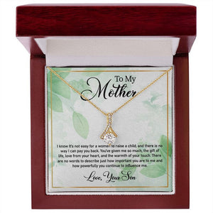 Jewelry, Necklace, Personalized Message Card, Green Leaves Pattern, Mother's Day Gift, Alluring Beauty Necklace Gift For Mom From Daughter Son