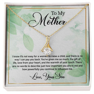 Jewelry, Necklace, Personalized Message Card, Green Leaves Pattern, Mother's Day Gift, Alluring Beauty Necklace Gift For Mom From Daughter Son